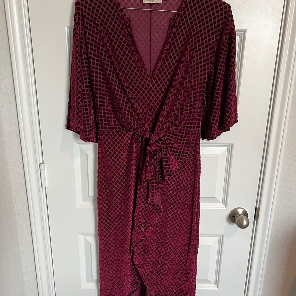 Zara Burgundy Velvet Wrap Dress